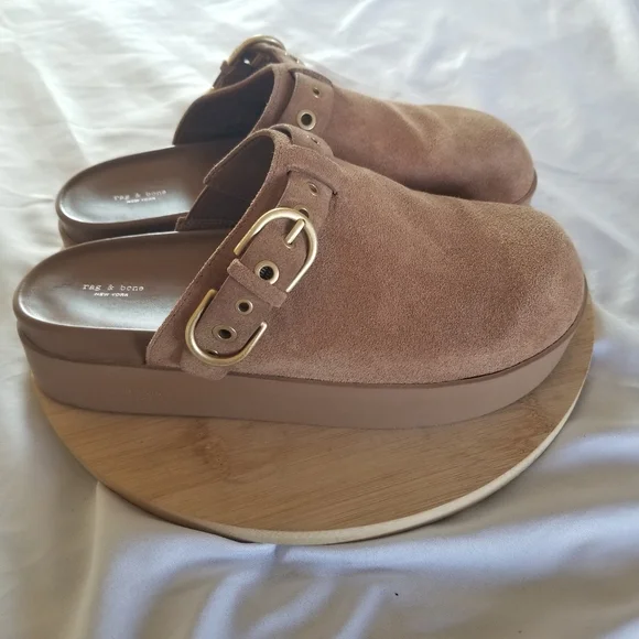 Rag & Bone | Geo Suede Buckle Platform Mules - Picture 2 of 12